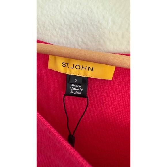 St John Knit Tank Top Pink Black Trim Sleeveless Boat Neck Women's Size S - Picture 2 of 12